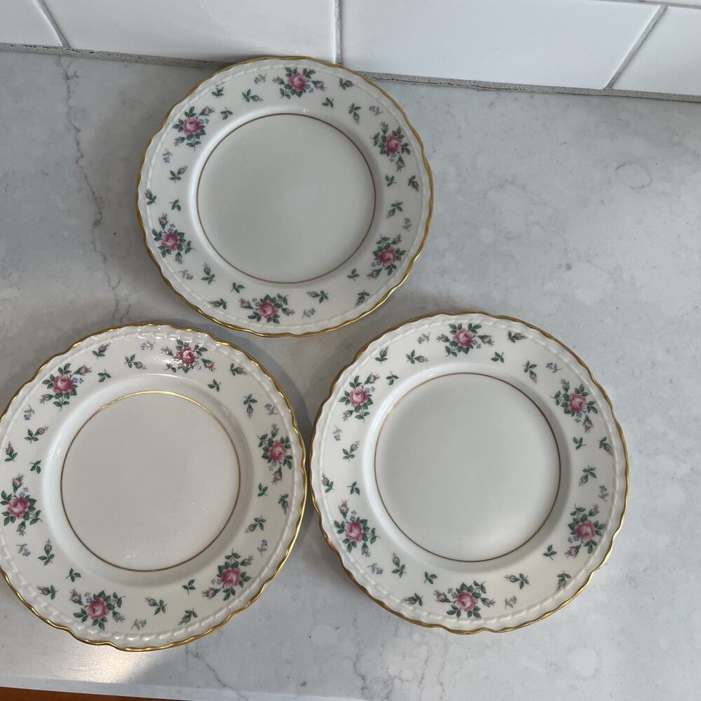 Vintage Princess China Sweet Briar Tru Tone Salad Plate 6 Inch Set of 3